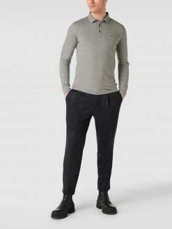 BOSS Casualwear Slim Fit Poloshirt Mit Label-Patch Modell 'Passerby' - Mittelgrau