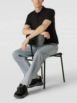 HUGO Poloshirt Mit Geripptem Kragen Modell 'Dekok' - Schwarz