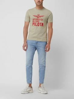 Aeronautica Militare Comfort Fit T-Shirt Aus Baumwolle - Beige