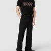 BOSS Athleisurewear Regular Fit Poloshirt Mit Label-Stitching Modell 'Pavel' - Schwarz
