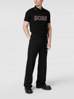 BOSS Athleisurewear Regular Fit Poloshirt Mit Label-Stitching Modell 'Pavel' - Schwarz