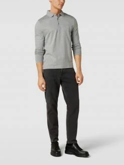 Pierre Cardin Poloshirt Mit Label-Detail Modell 'Longsleeves' - Mittelgrau