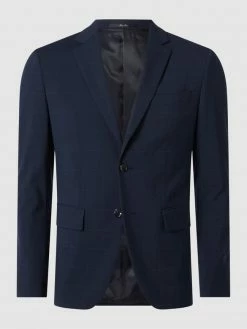 Mango Slim Fit 2-Knopf-Sakko Mit Stretch-Anteil Modell 'Brasilia' - Dunkelblau Meliert