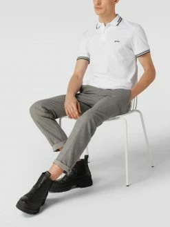BOSS Athleisurewear Slim Fit Poloshirt Mit Kontraststreifen Modell 'Paul Curved' - Weiß