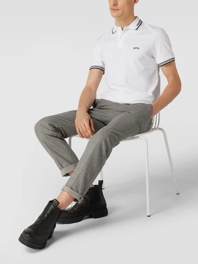 BOSS Athleisurewear Slim Fit Poloshirt Mit Kontraststreifen Modell 'Paul Curved' - Weiß 1 BOSS Athleisurewear Slim Fit Poloshirt Mit Kontraststreifen Modell 'Paul Curved' - Weiß