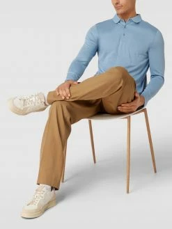 Pierre Cardin Poloshirt Mit Label-Detail Modell 'Longsleeves' - Hellblau