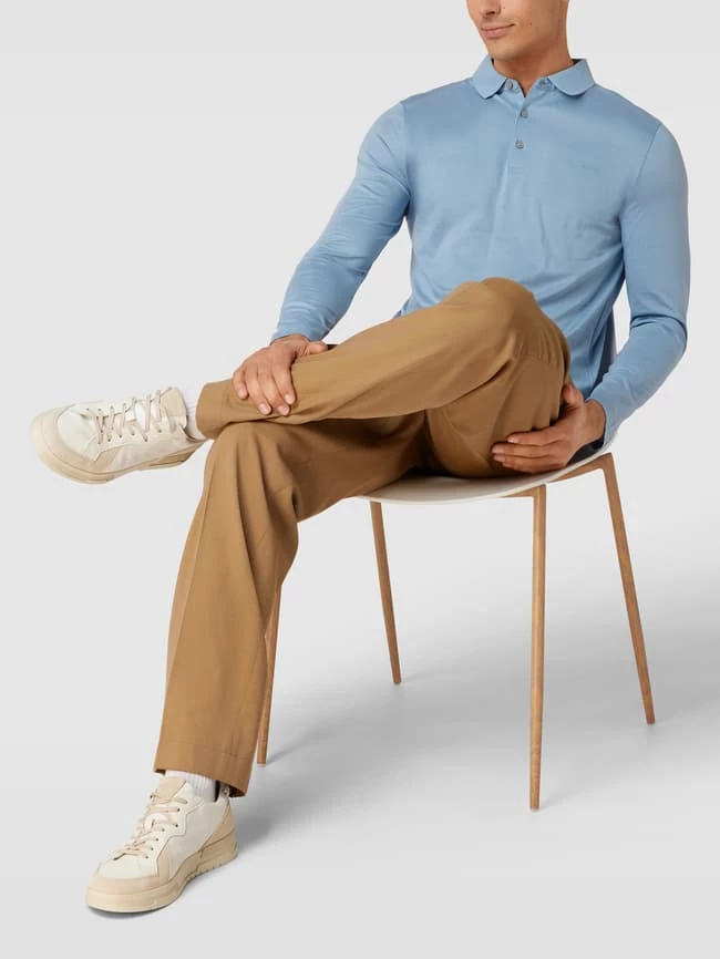 Pierre Cardin Poloshirt Mit Label-Detail Modell 'Longsleeves' - Hellblau 1 Pierre Cardin Poloshirt Mit Label-Detail Modell 'Longsleeves' - Hellblau