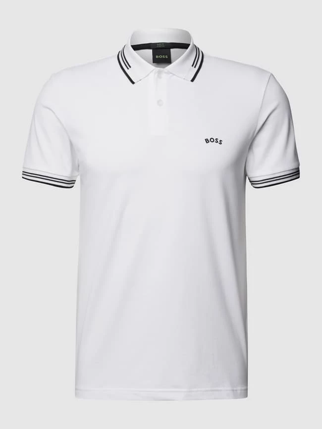 BOSS Athleisurewear Slim Fit Poloshirt Mit Kontraststreifen Modell 'Paul Curved' - Weiß 2 BOSS Athleisurewear Slim Fit Poloshirt Mit Kontraststreifen Modell 'Paul Curved' - Weiß – Bild 2