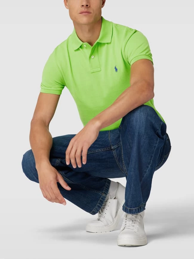 Polo Ralph Lauren Slim Fit Poloshirt Mit Label-Stitching - Apfelgrün 1 Polo Ralph Lauren Slim Fit Poloshirt Mit Label-Stitching - Apfelgrün
