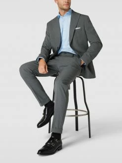 Selected Homme Slim Fit Anzughose Mit Hahnentrittmuster Modell 'Stockholm' - Hellgrau