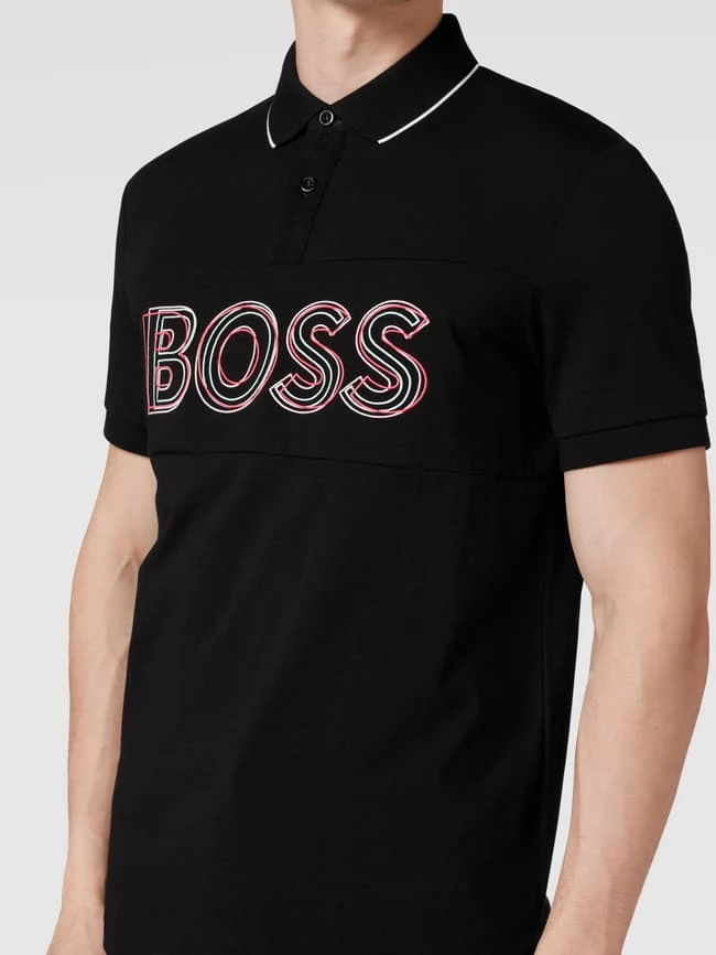 BOSS Athleisurewear Regular Fit Poloshirt Mit Label-Stitching Modell 'Pavel' - Schwarz 3 BOSS Athleisurewear Regular Fit Poloshirt Mit Label-Stitching Modell 'Pavel' - Schwarz – Bild 3