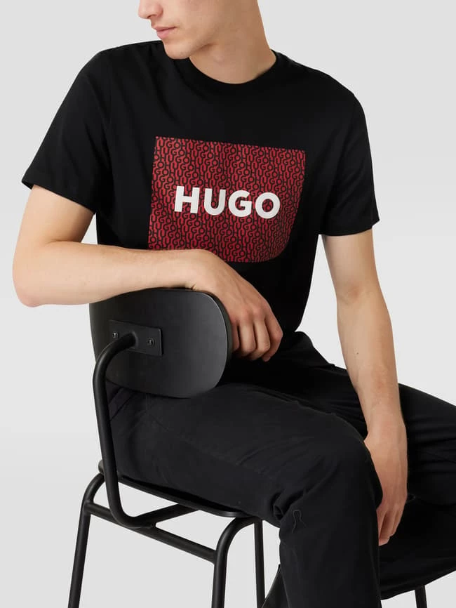 HUGO T-Shirt Mit Logo-Print Modell 'Dulive' - Schwarz 3 HUGO T-Shirt Mit Logo-Print Modell 'Dulive' - Schwarz – Bild 3