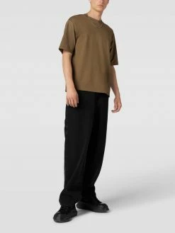 REVIEW T-Shirt In Unifarbenem Design - Olivgrün