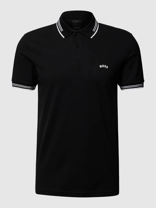 BOSS Athleisurewear Slim Fit Poloshirt Mit Kontraststreifen Modell 'Paul Curved' - Schwarz 2 BOSS Athleisurewear Slim Fit Poloshirt Mit Kontraststreifen Modell 'Paul Curved' - Schwarz – Bild 2