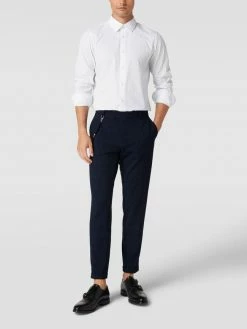 CG - Club Of Gents Stoffhose Mit Strukturmuster Modell 'Conn' - Dunkelblau