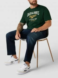 Jack & Jones Plus PLUS SIZE T-Shirt Mit Label-Print - Dunkelgrün