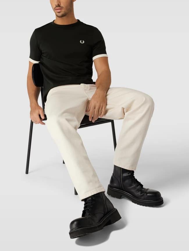 Fred Perry T-Shirt Mit Logo-Stitching Modell 'RINGER' - Dunkelgrün 1 Fred Perry T-Shirt Mit Logo-Stitching Modell 'RINGER' - Dunkelgrün